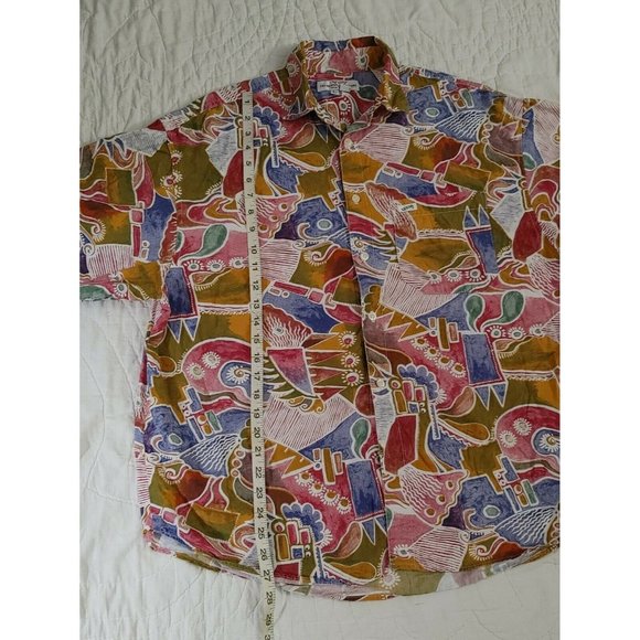 Vintage 1980's Shirt GUESS GEORGES MARCIANO Geometric Mens sz L Made USA 80's - Picture 7 of 16